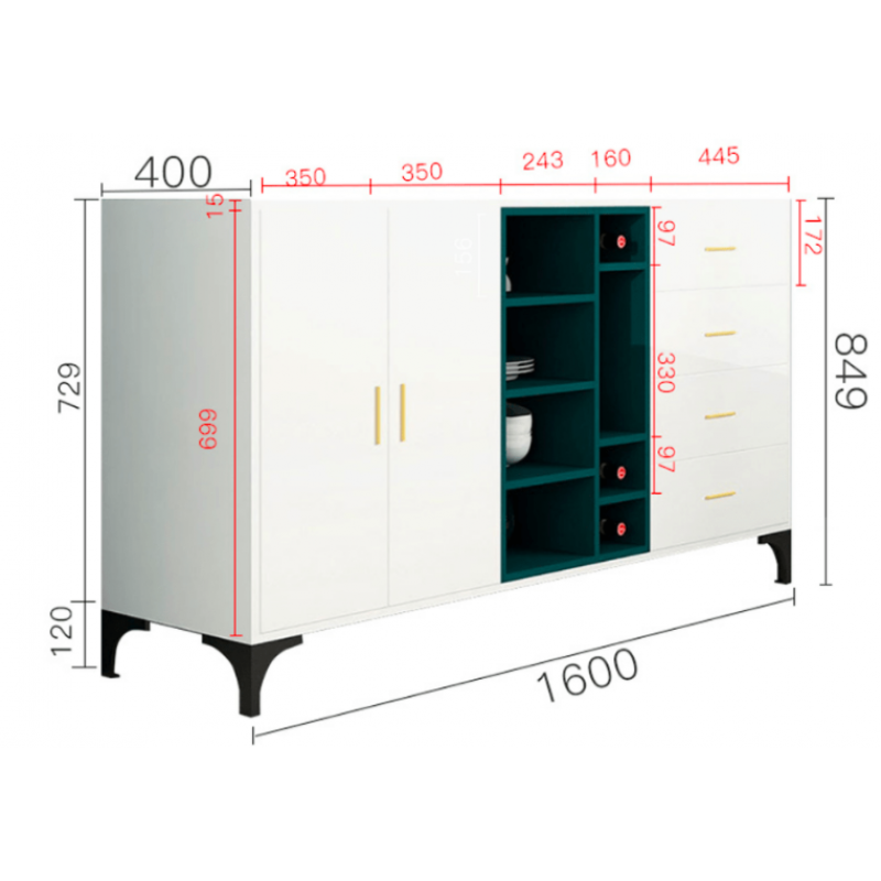 Tủ Bếp 1.5 - 1.7 x 0.85m Gỗ MDF 17mm Thiết kế Hiện Đại Tiện Dụng TB11019