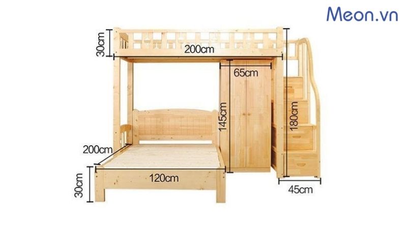 Bản vẽ thiết kế giường ngủ hai tầng