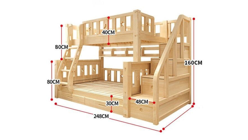 Chiều cao và kích thước giường tầng