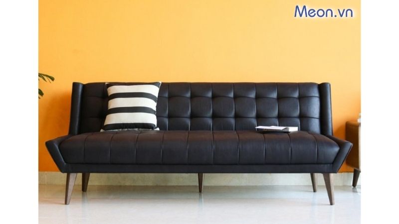 Ghế sofa giường màu đen bọc da