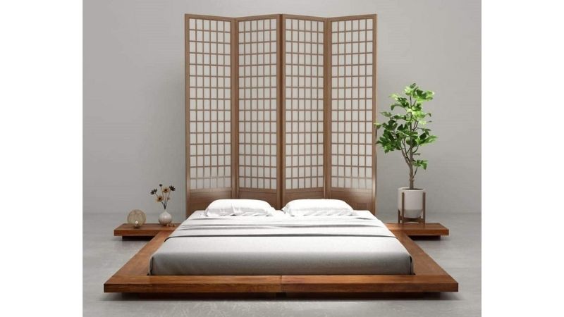 Giường ngủ gỗ kiểu Nhật sang trọng