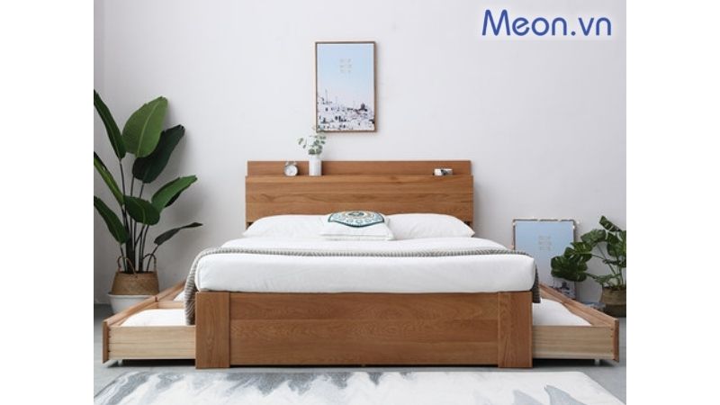 Giường ngủ gỗ tự nhiên có ngăn kéo