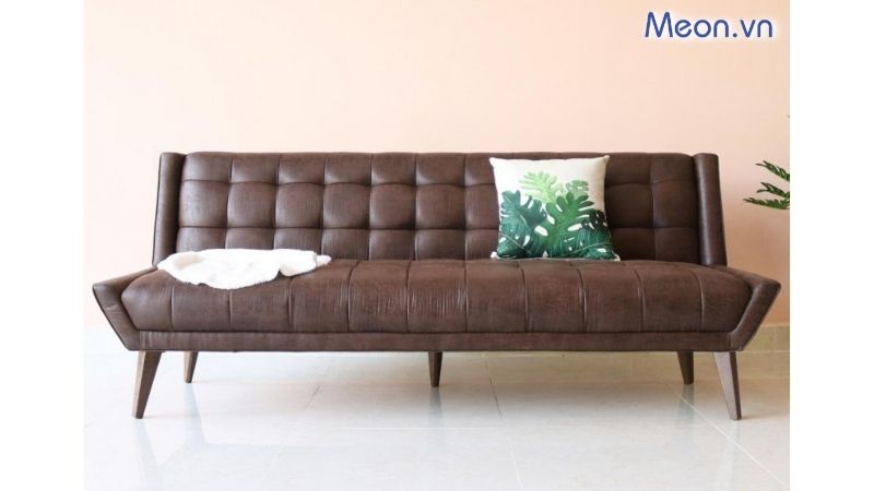 Mẫu ghế sofa kết hợp giường bọc da đẹp
