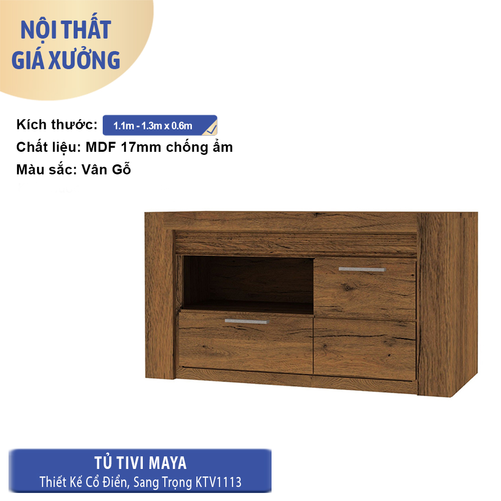 Tủ Tivi Maya 1.1 - 1.3 x 0.6m Cổ Điển Sang Trọng KTV1113